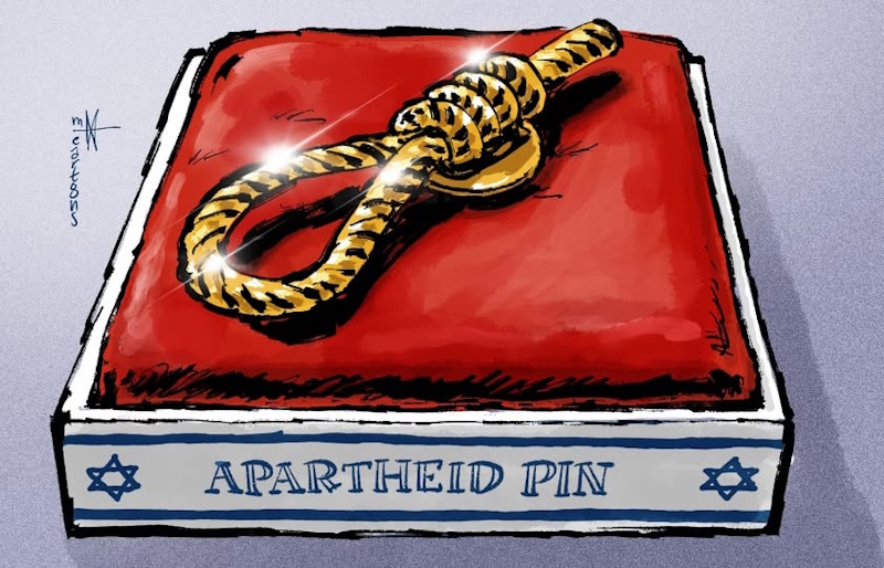 Apartheid Pin (mwcartoons.nl)