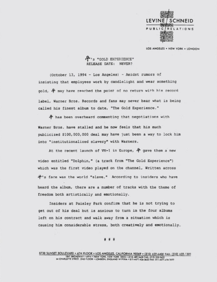 Prince - Statement 10/13/1994 (prince.org)
