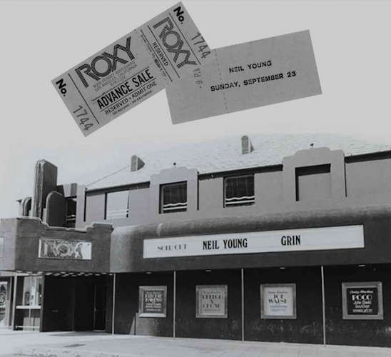 Neil Young - Roxy marquee september 1973 (neilyoungnews.thrasherswheat.org)