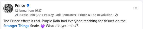 Prince Stranger Things Prince socials (Facebook & Instagram) 12-01-2026 (facebook.com/prince)