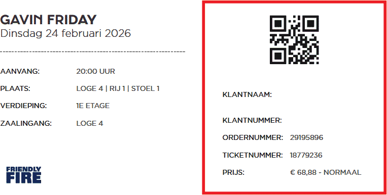 Gavin Friday 24-02-2026 concertkaartje (apoplife.nl)