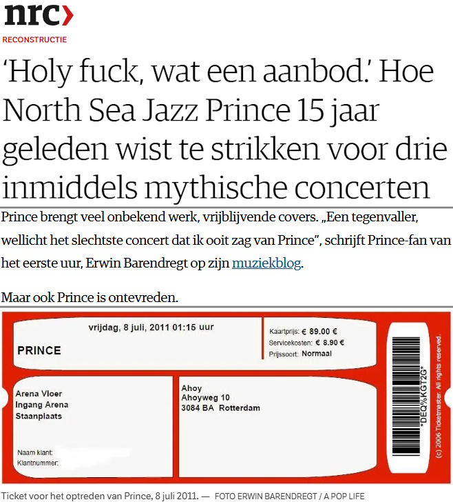 Prince - North Sea Jazz 2011 - NRC 15-04-2026 (nrc.nl/apoplife.nl)