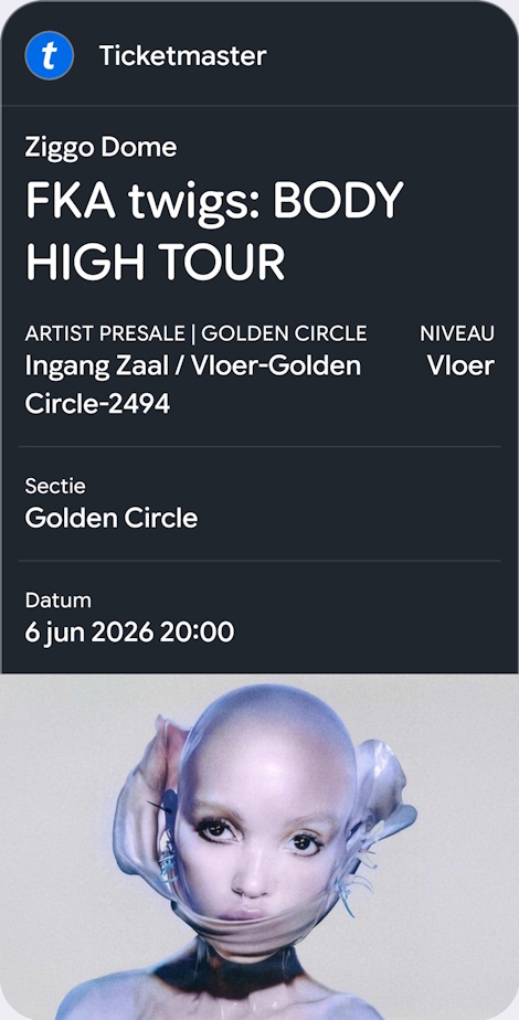 FKA twigs 06-06-2026 concertkaartje (apoplife.nl)