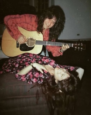 Eddie Van Halen plays guitar on Valerie Bertinelli's belly (instagram.com/wolfiesmom)