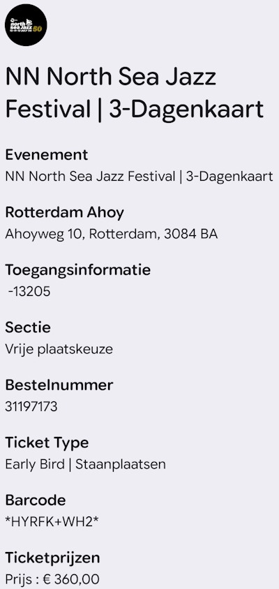 North Sea Jazz Festival 10/11/12-07-2026 concertkaartje 2 (apoplife.nl)