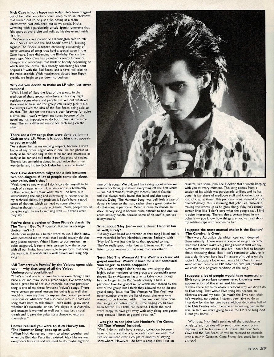 Nick Cave - Interview - Record Mirror - 06-09-1986 (2) (Record Mirror)